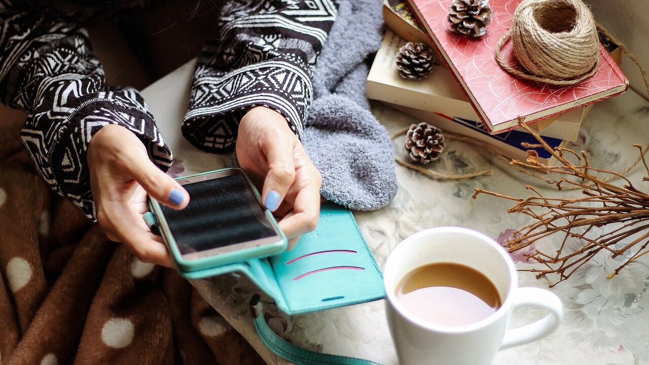 girl, smartphone, social media