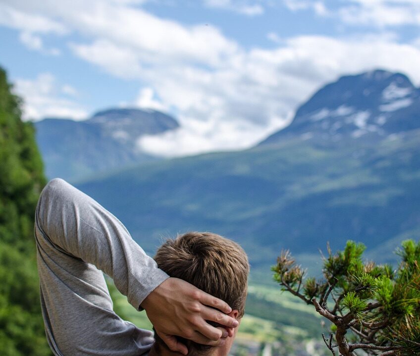 man, hike, nature