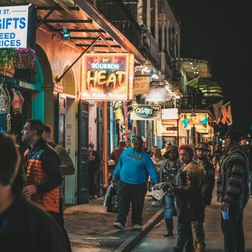 street, night, market