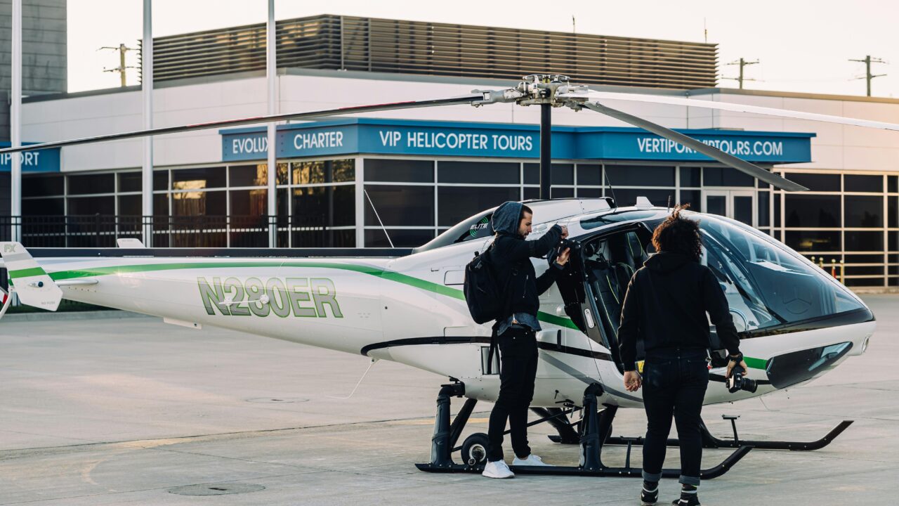 People Standing Near Helicopter