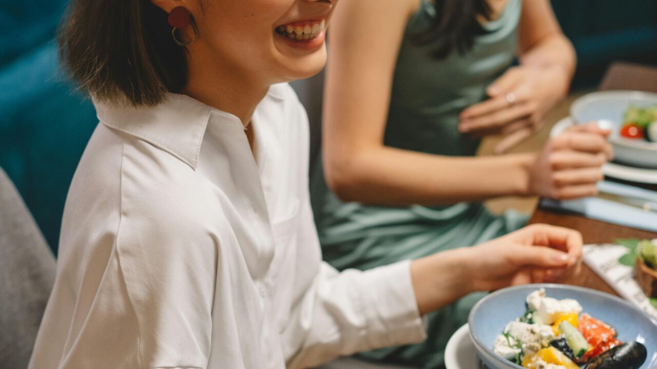 A Two Women Having Dinner Together