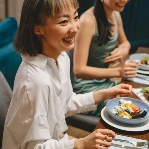 A Two Women Having Dinner Together