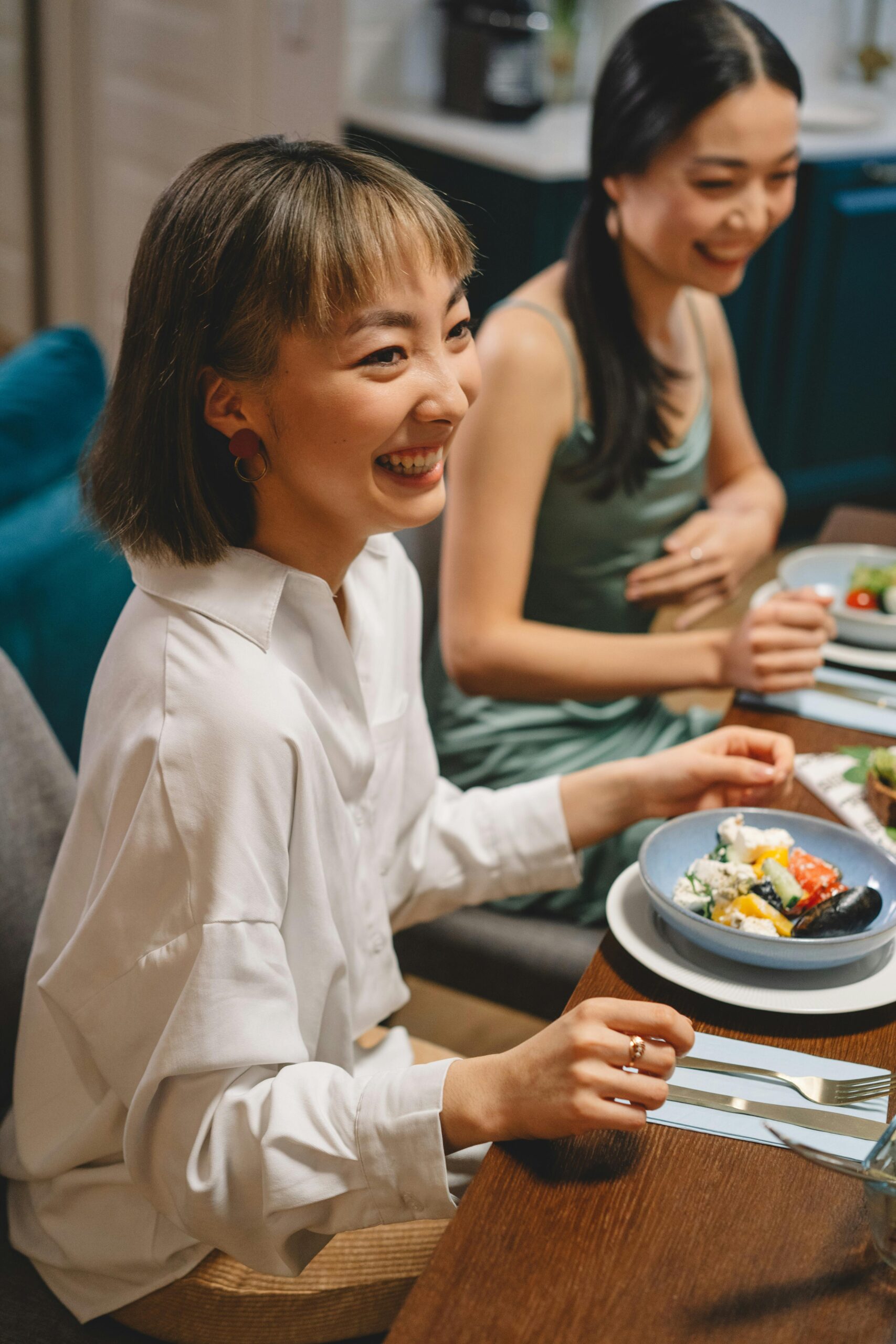 A Two Women Having Dinner Together