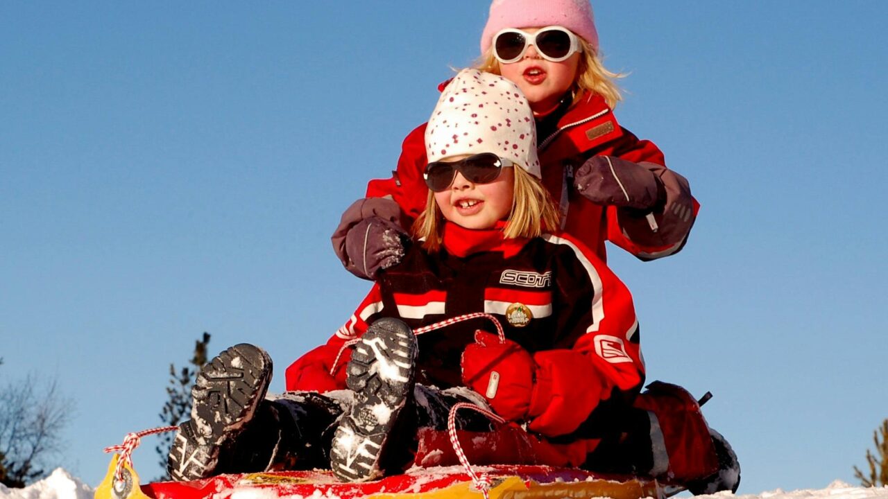 2 Girl's Playing on Snow